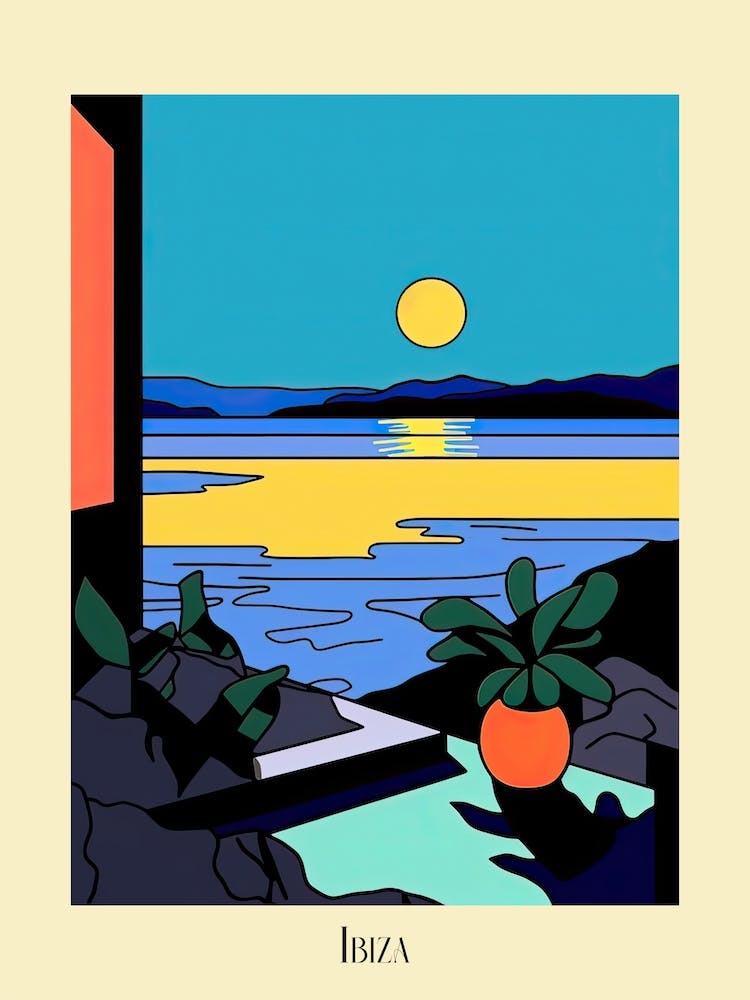Poster Of Minimal Design Style Of Ibiza, Spain 4