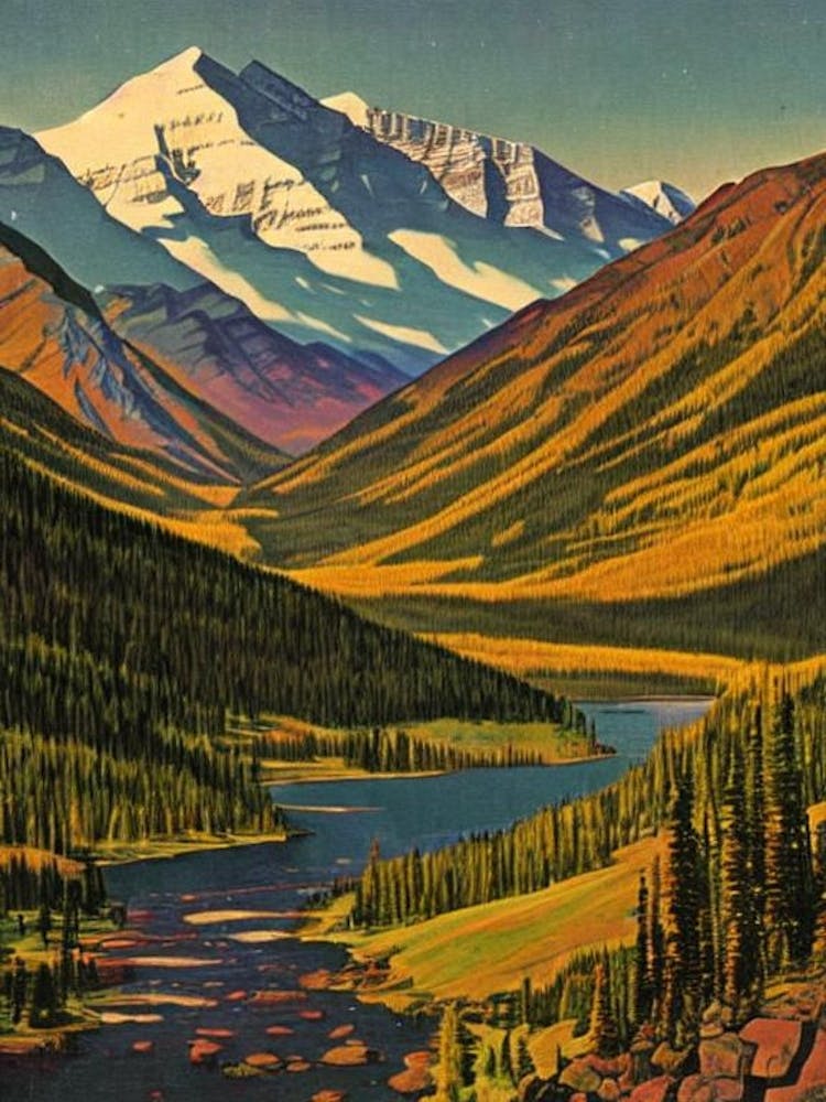 Jasper National Park 2 Canada Vintage Poster