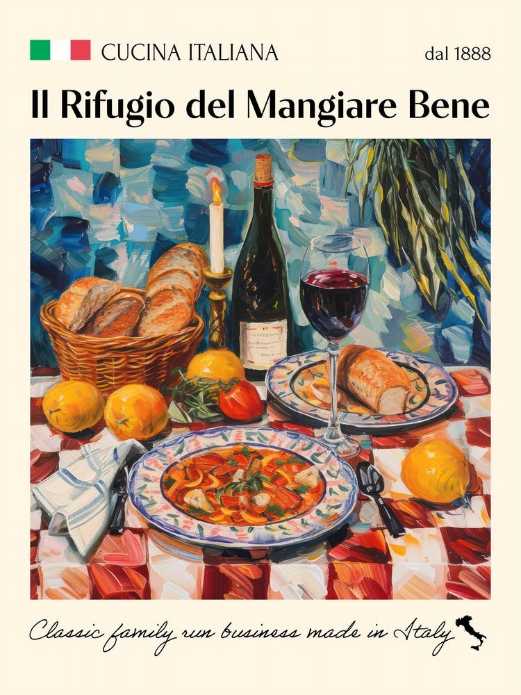 Il Rifugio Del Mangiare Bene Trattoria Italian Poster Food Kitchen