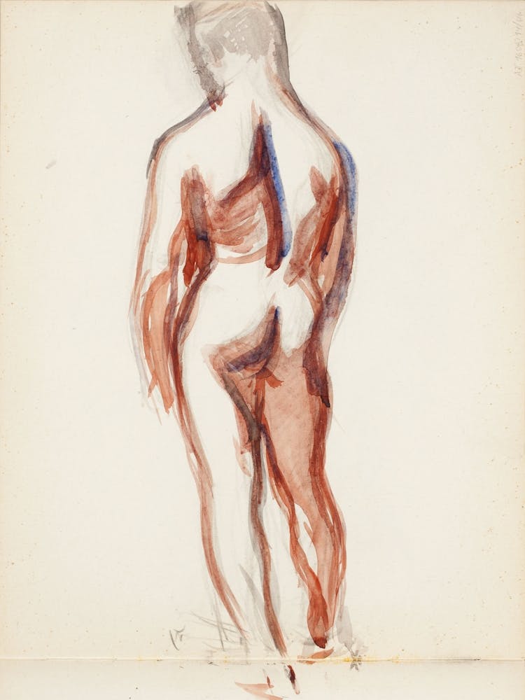 Selin Seisova Alaston Mies, Luonnos, 1908 1909part Of A Sketchbook By Magnus Enckell