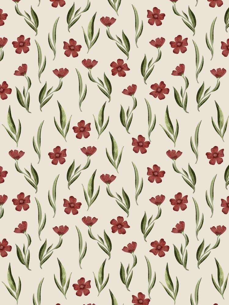 Delicate red flowers and leaves
