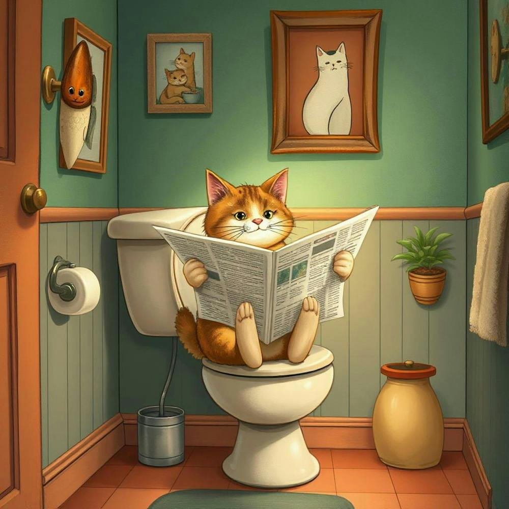 Reading The Newspaper On The Toilet