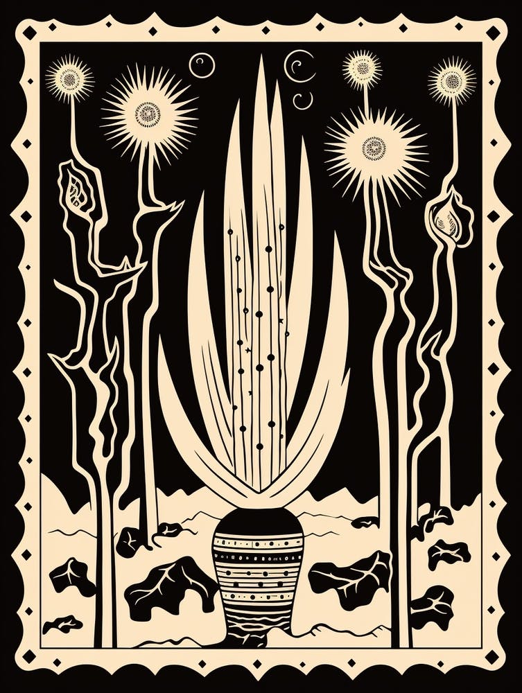 B&W Kaktus Illustration Trichocereus Kaktus 1