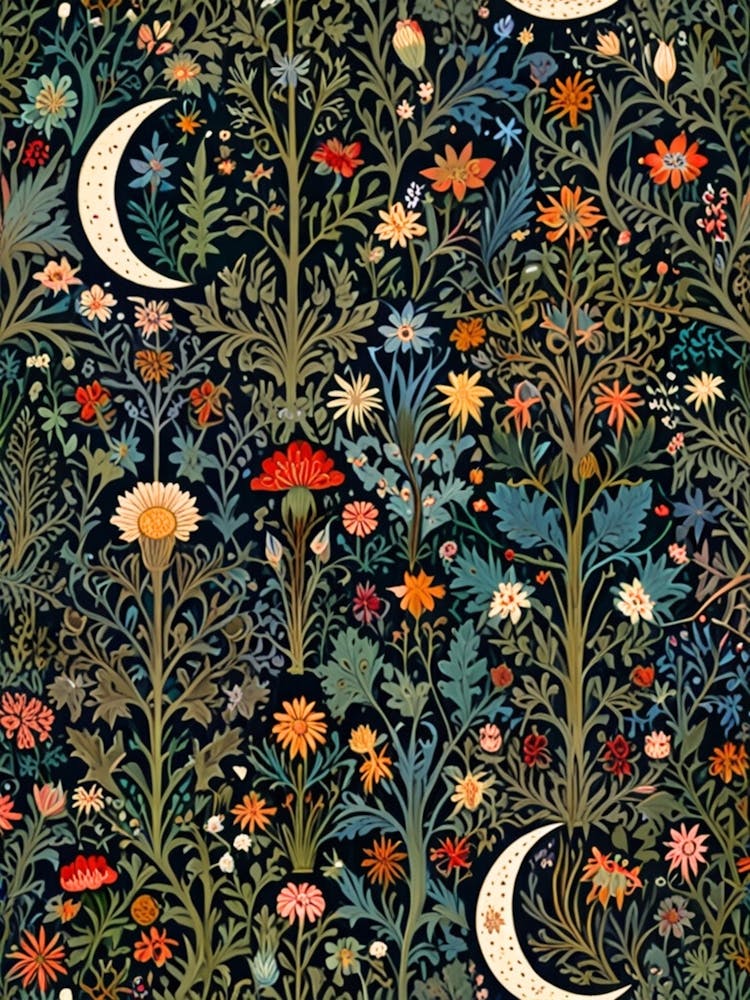 William Morris Moon And Flowers 32