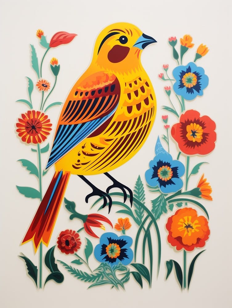 Scandinavian Bird Illustration Yellowhammer 3