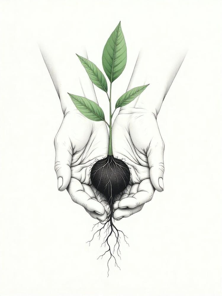 Hands Holding A Plant