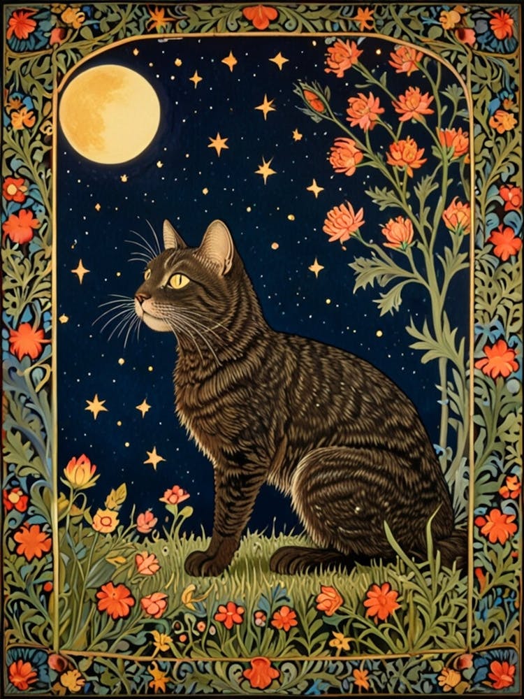 William Morris Cat In The Moonlight 40