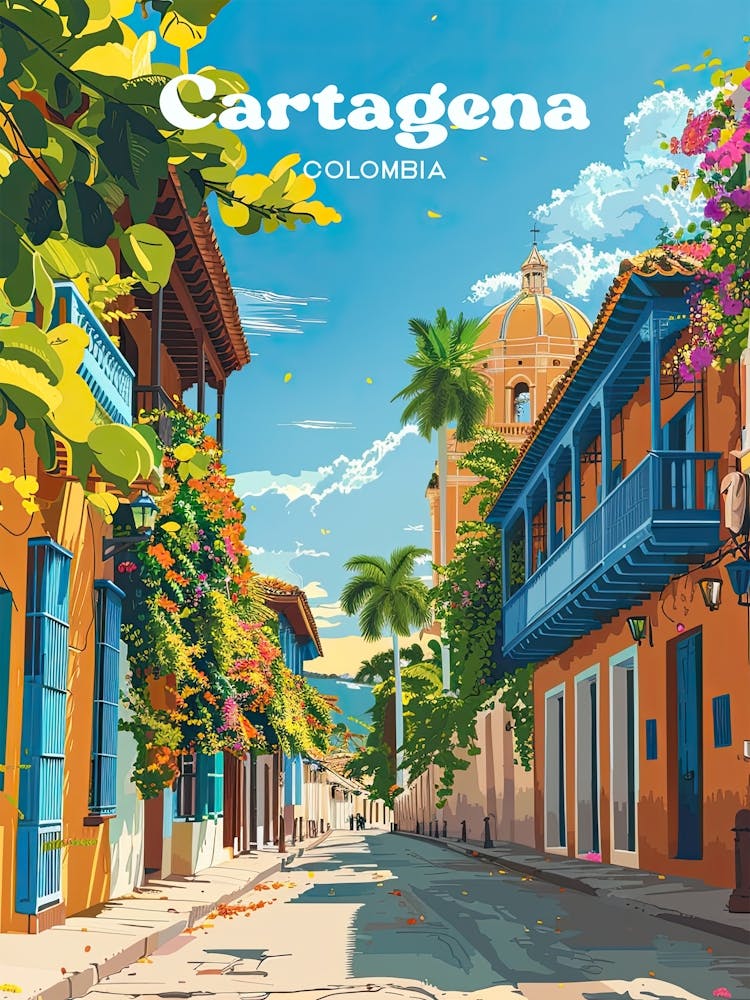 Cartagena Kolumbien Bunte Digitale Reisekunst