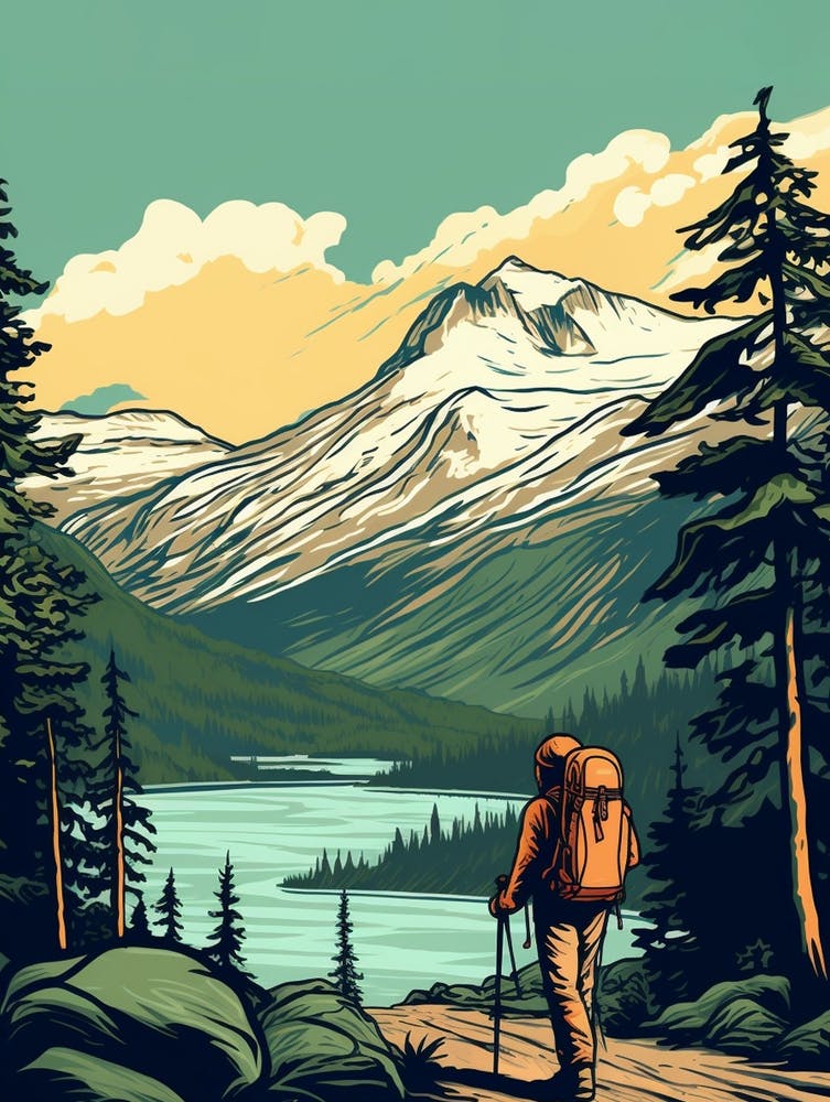 Chilkoot Trail Canada 3 Vintage Travel Illustration