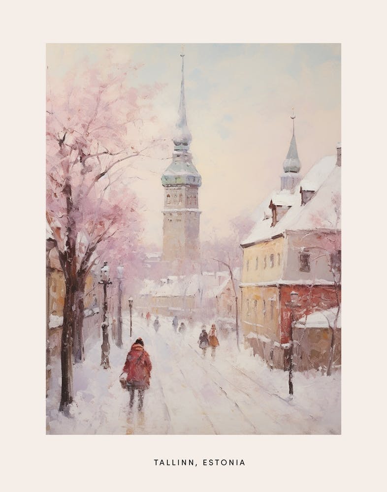 Dreamy Winter Painting Poster Tallinn Estonia 4