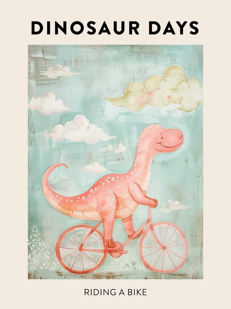 Dinosaur Riding A Bike Poster 1