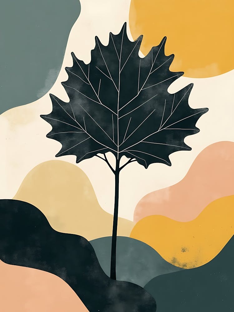 Serene Foliage Shapes in Subtle Pastels