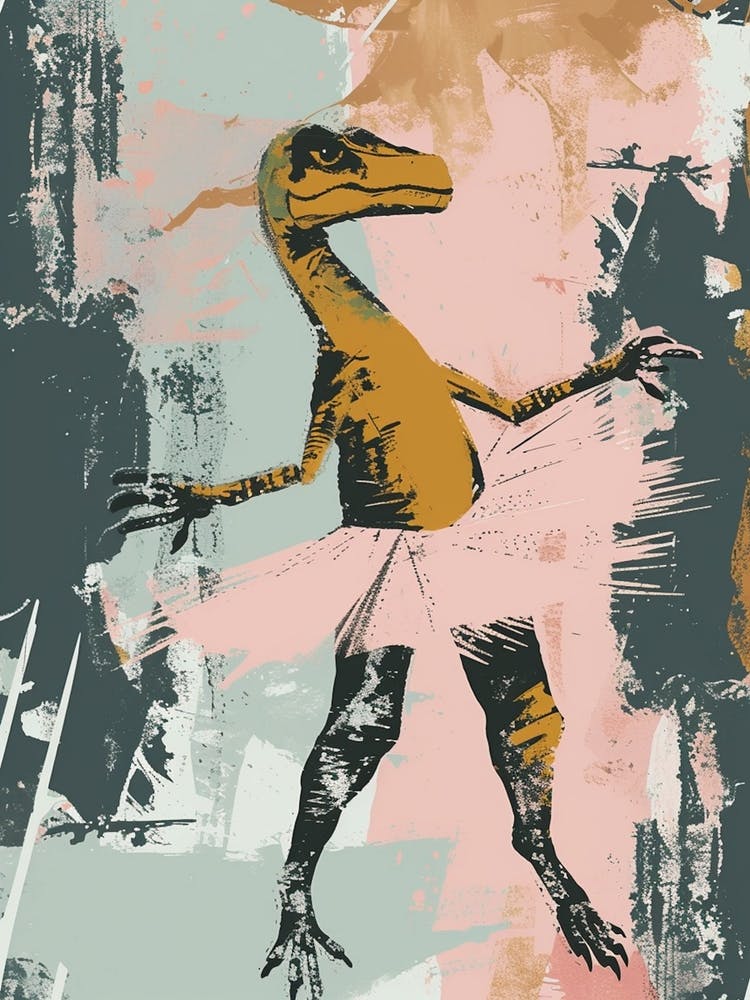Dinosaur Dancing In A Tutu Pastels 4