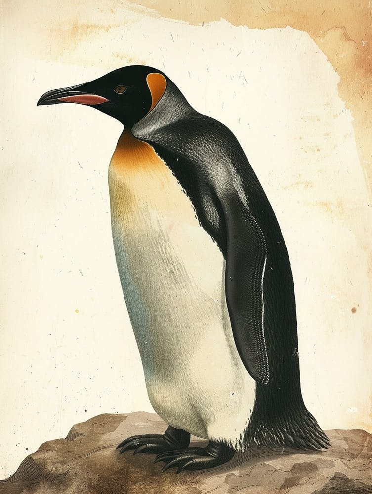 Adlie Penguin Zavodovski Island Vintage Botanical Painting 3
