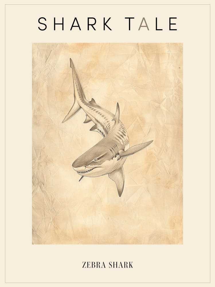 Zebrahaifisch Vintage Illustration 7 Poster