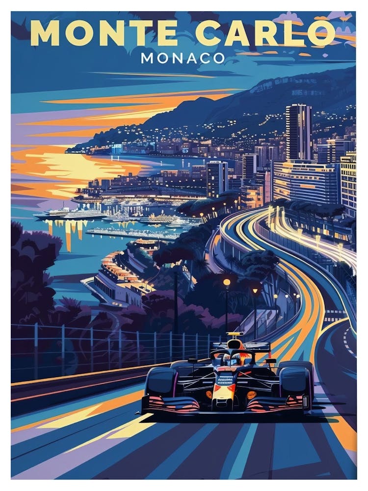 Monte Carlo Art F1 Monaco Poster Monte Carlo Print Monaco Grand Prix Poster Monte Carlo Wall Art Monaco Grand Prix Print