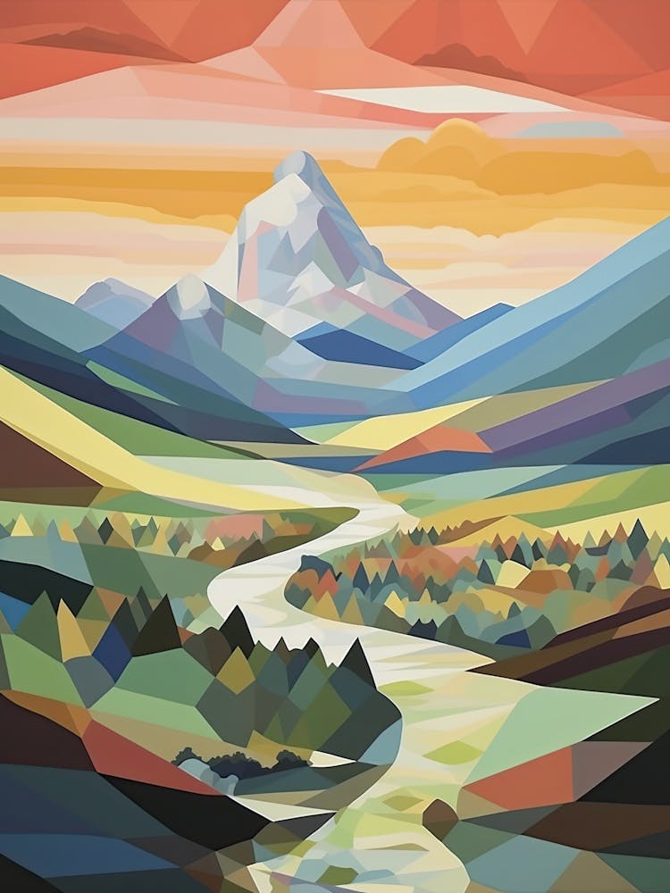 Patagonia, Argentina View   Geometric Vector Illustration 0