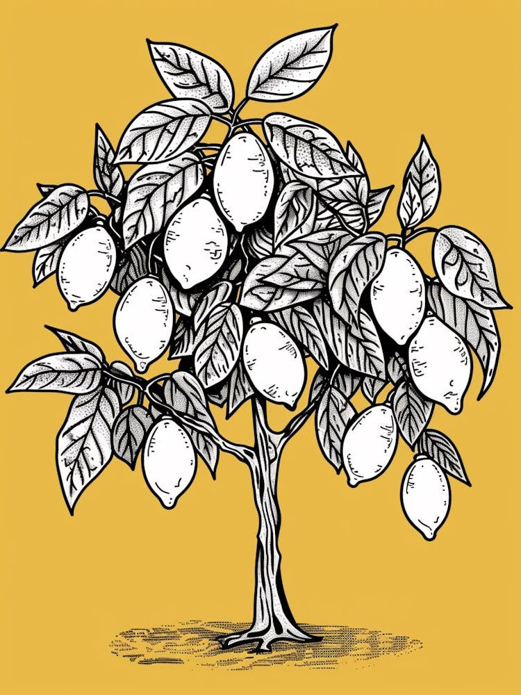Lemon Tree Minimalistic Drawing 3