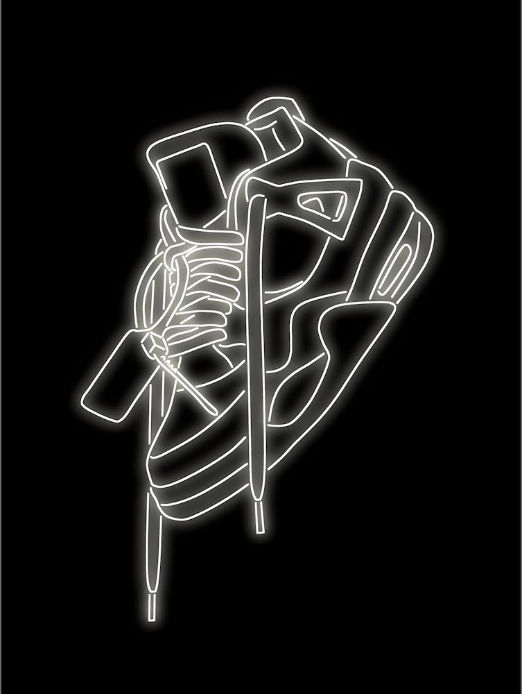 Nike Swoosh Neon - Neon Sneaker Illustration - Glowing Jordan 4 Artwork