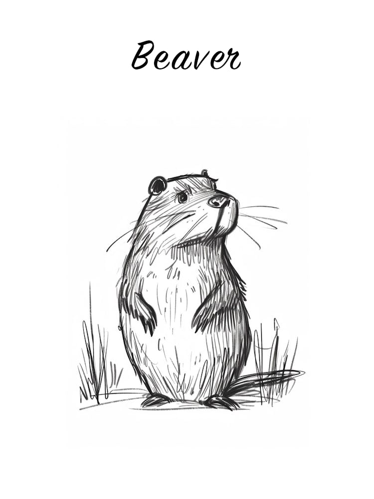 B&W Beaver 2 Poster