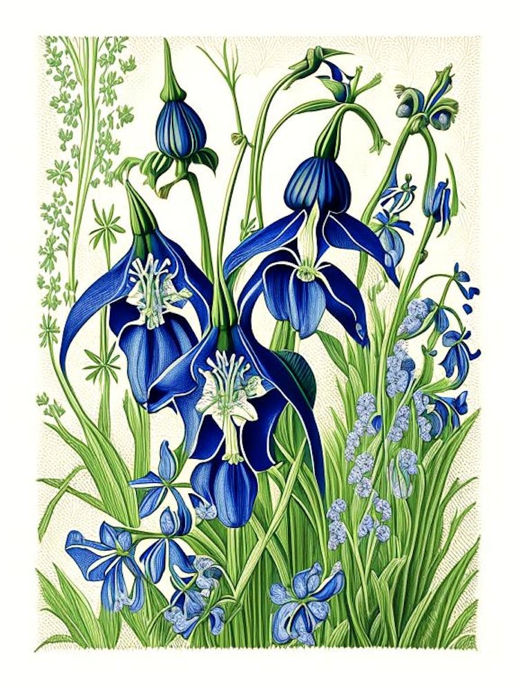 Bluebell 3 Floral Botanical Vintage Poster Flower