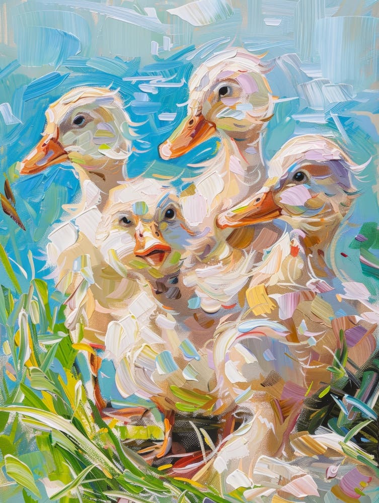 Ducks In The Grass 1