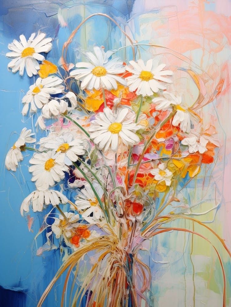 Abstract Flower Painting Oxeye Daisy 1