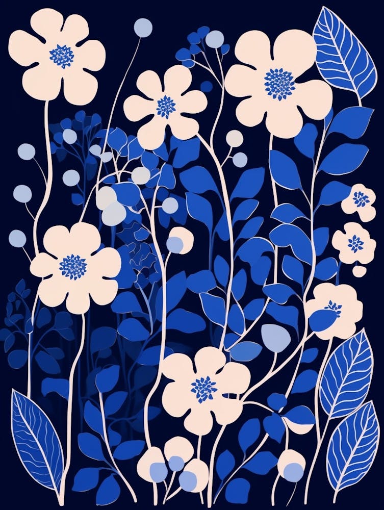 Blue Flower Illustration Babys Breath 1