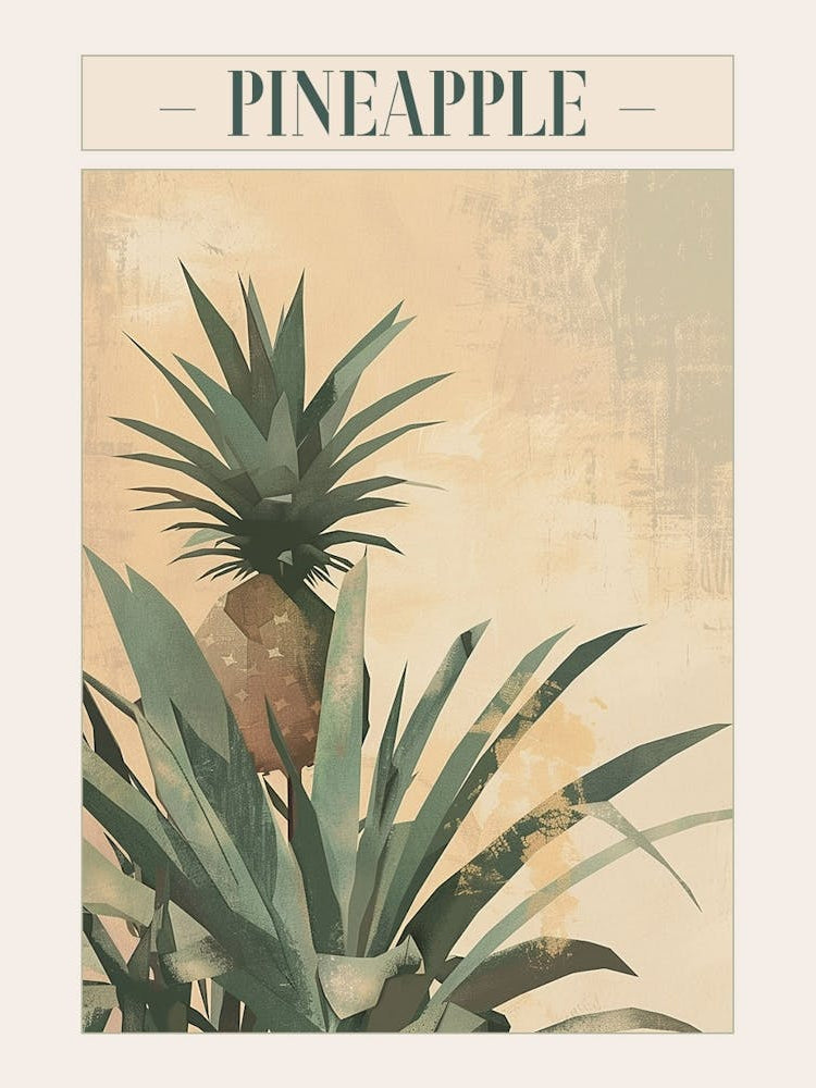 Pineapple Tree Minimal Japandi Illustration 4 Poster