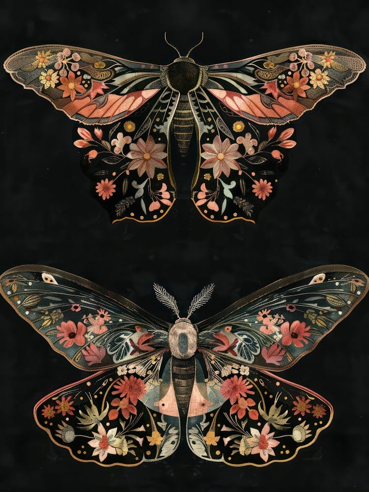 Night Butterflies William Morris Style 1