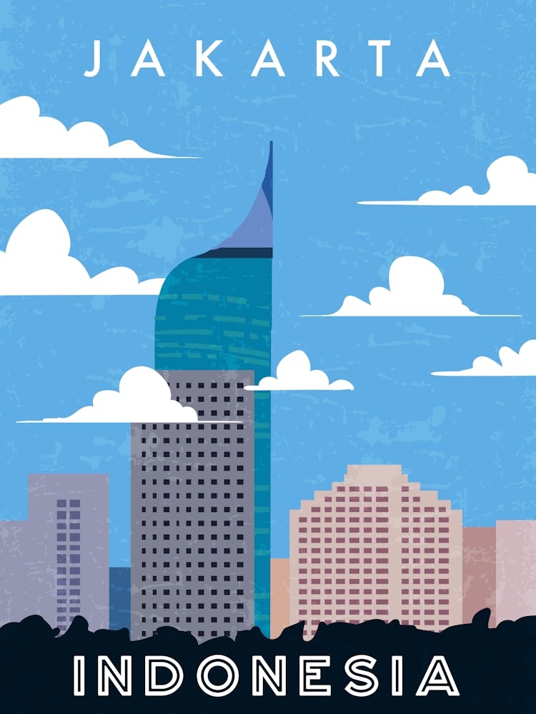 Jakarta, Indonesia — Retro travel minimalist poster 1