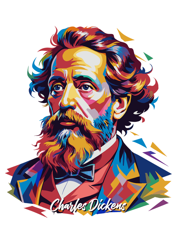 Charles Dickens 2 Porträt WPAP Pop Art
