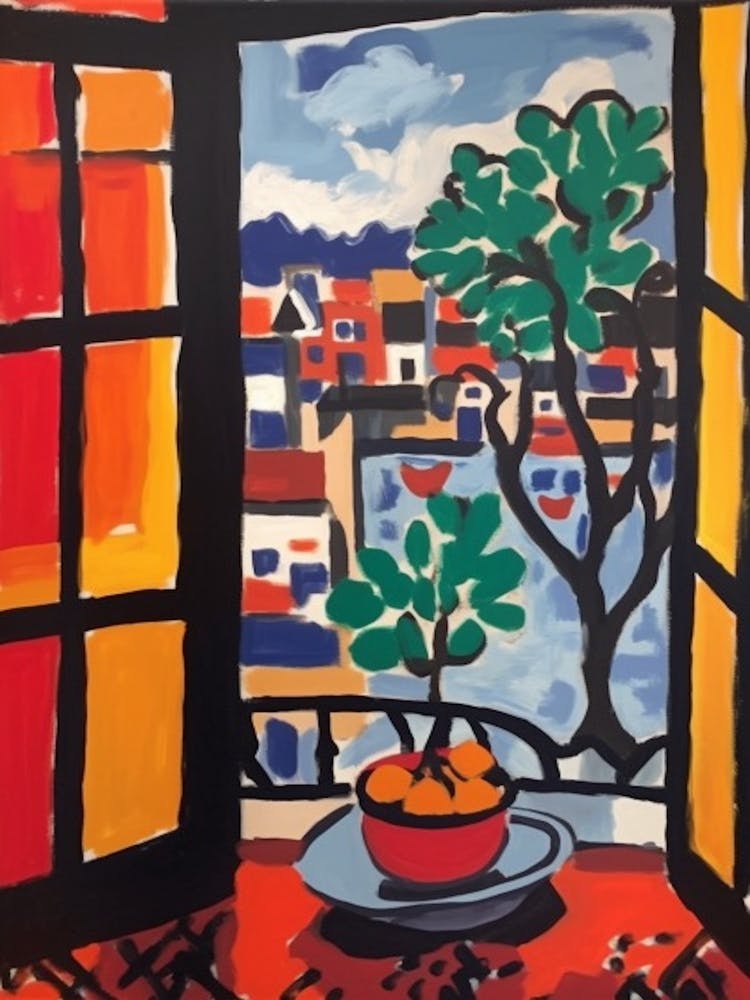 Window View Of Amsterdam In The Style Of Fauvist 1
