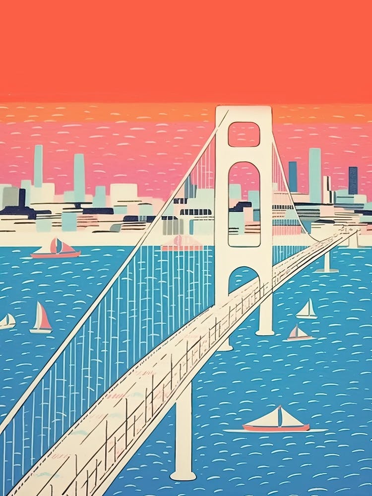 Akashi Kaikyo Bridge Japan Colourful 4