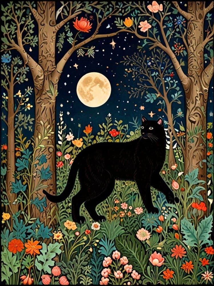 William Morris Black Cat In The Forest 12
