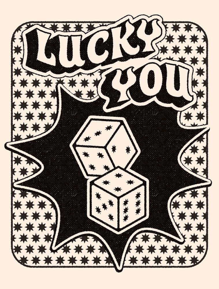 Lucky You Dice in Black and White