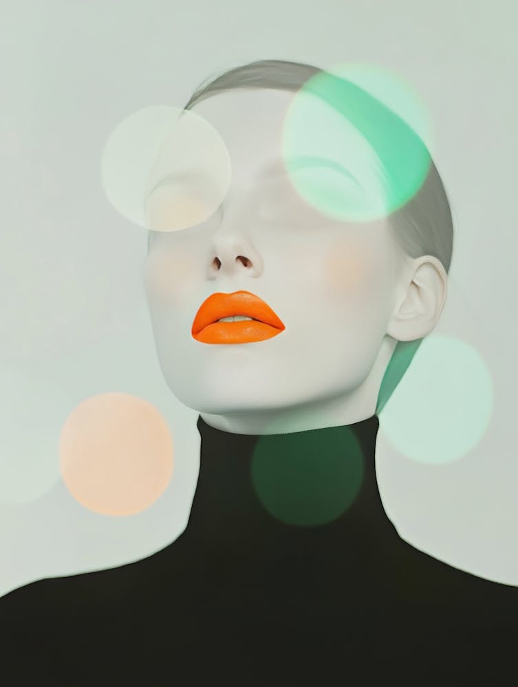 Surreal 0000 Soft Geometric Portrait 0002 Geometric Portrait 0005 Bp6586 Minimalistic Abstract Art A Woman With Orange