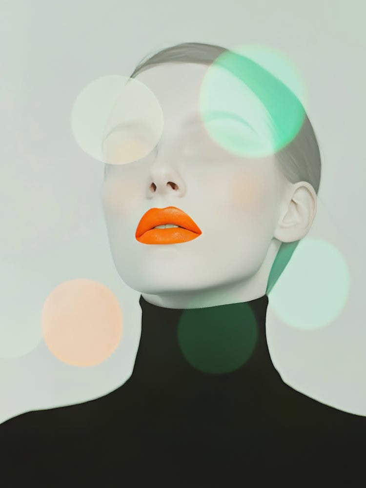 Surreal 0000 Soft Geometric Portrait 0002 Geometric Portrait 0005 Bp6586 Minimalistic Abstract Art A Woman With Orange