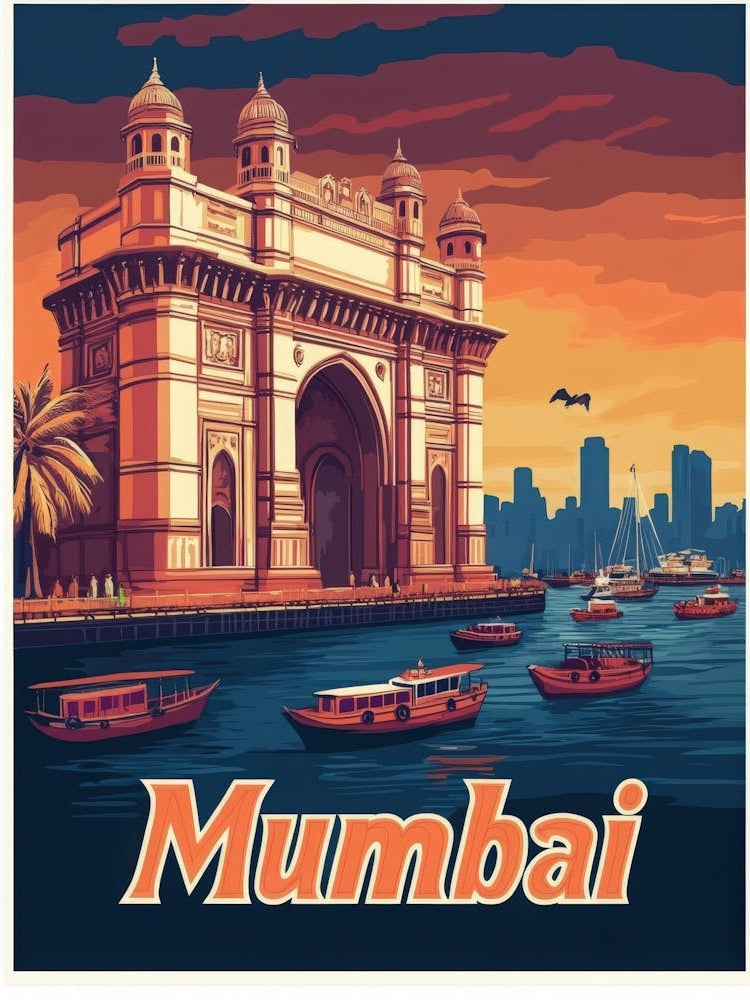 Aihrgdesign A Vintage Travel Poster Of Mumbai