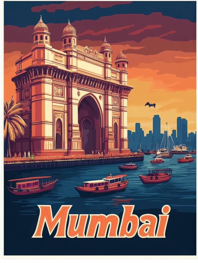 Aihrgdesign A Vintage Travel Poster Of Mumbai