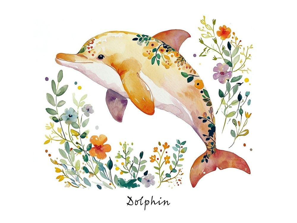 Little Floral Dolphin 1 Poster