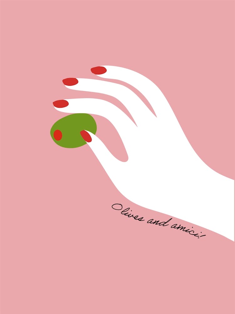 Olives And Amici Print Hand Kitchen Illustration