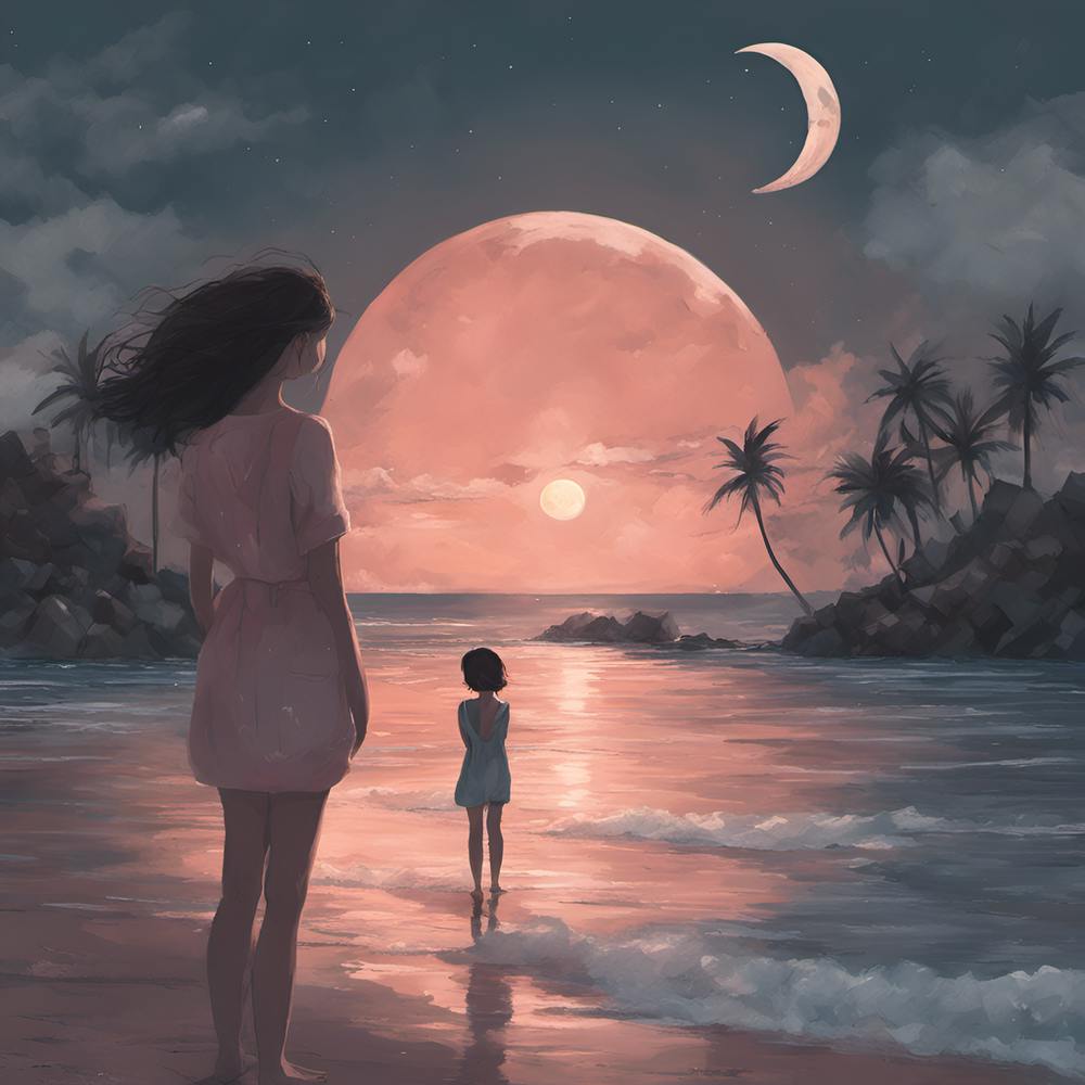 Mother And Daughter On The Beach