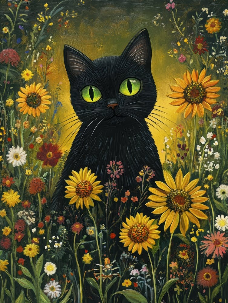 Black Cat In The Meadow 2