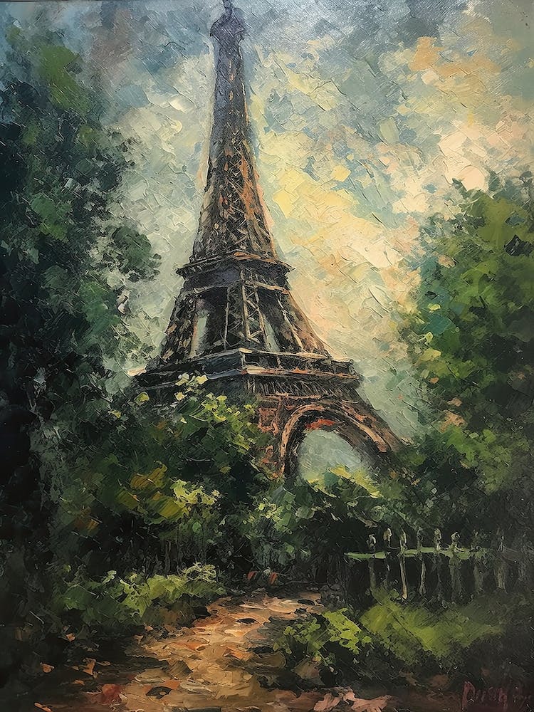 Eiffel Tower Paris France Pissarro Style 20