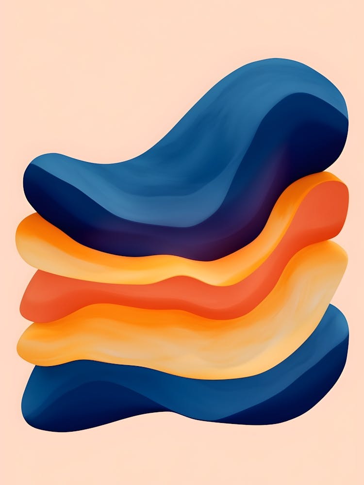 Peinture Aquarelle Abstraite Bleu Et Orange