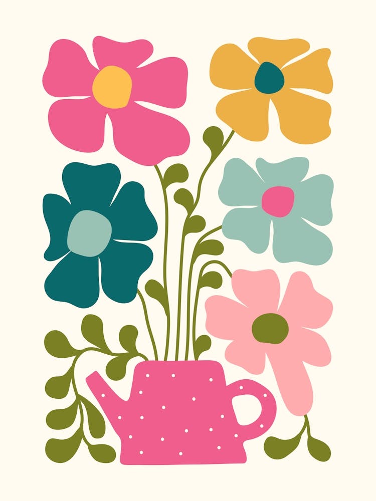 Abstract Scandi Flower And Watering Can