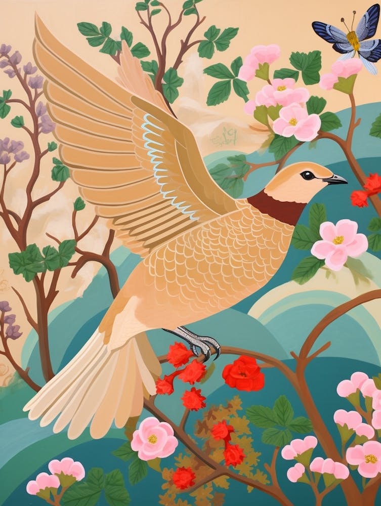 Maximalist Bird Painting Cedar Waxwing 2