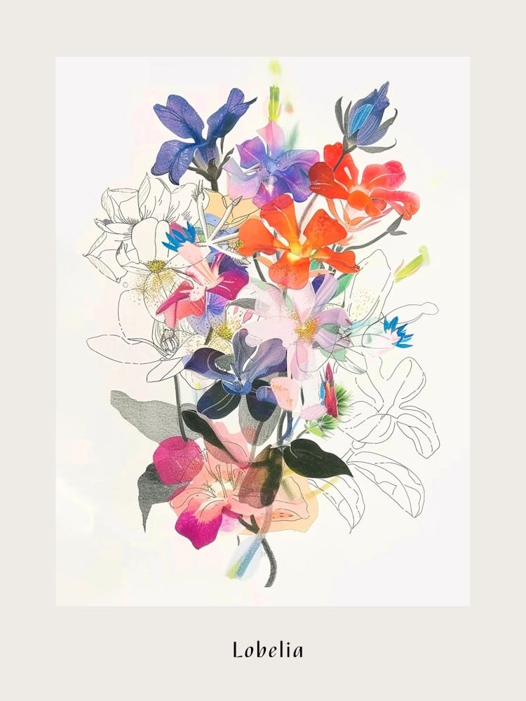 Lobelia 1 Collage Flower Bouquet Poster