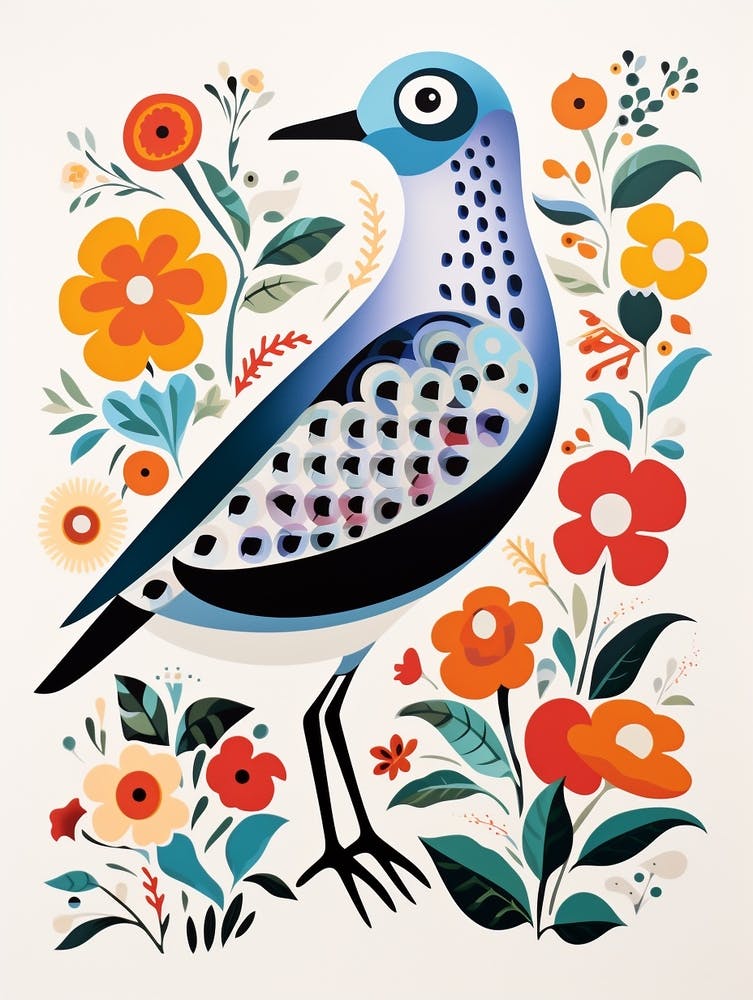 Scandinavian Bird Illustration Grey Plover